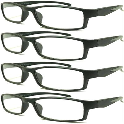 4 Pairs Sports Design Zizo Eyewear Comfortable Stylish Reading Glasses/Plastic Glasses Frame R152 Spectacles (Black/Arms Grey, 0.50 Magnification)