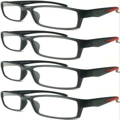 4 Pairs Sports Design Zizo Eyewear Comfortable Stylish Reading Glasses/Plastic Glasses Frame R152 Spectacles (Black/Arms Red, 3.00 Magnification)