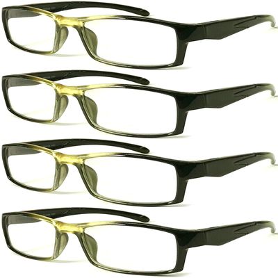 4 Pairs Sports Design Zizo Eyewear Comfortable Stylish Reading Glasses/Plastic Glasses Frame R152 Spectacles (Pearly Yellow, 0.00 Magnification)