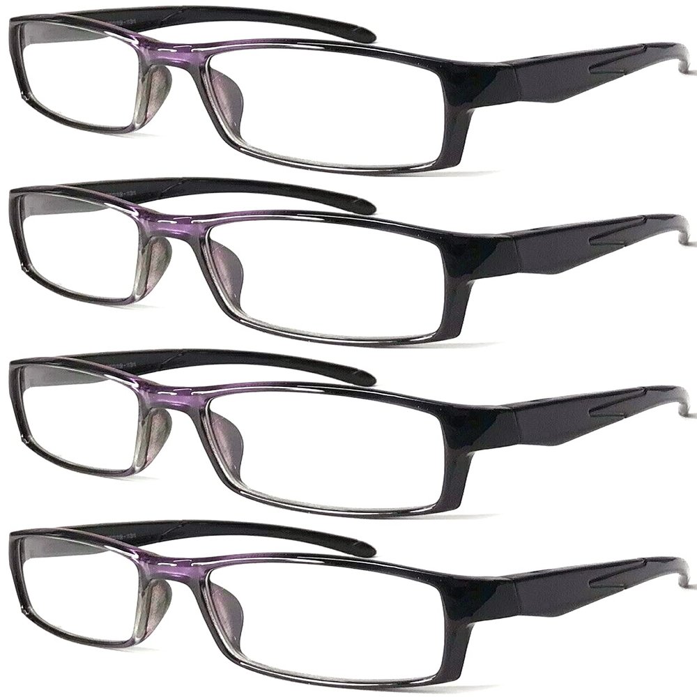 4 Pairs Sports Design Zizo Eyewear Comfortable Stylish Reading Glasses/Plastic Glasses Frame R152 Spectacles (Pearly Purple, 2.00 Magnification)