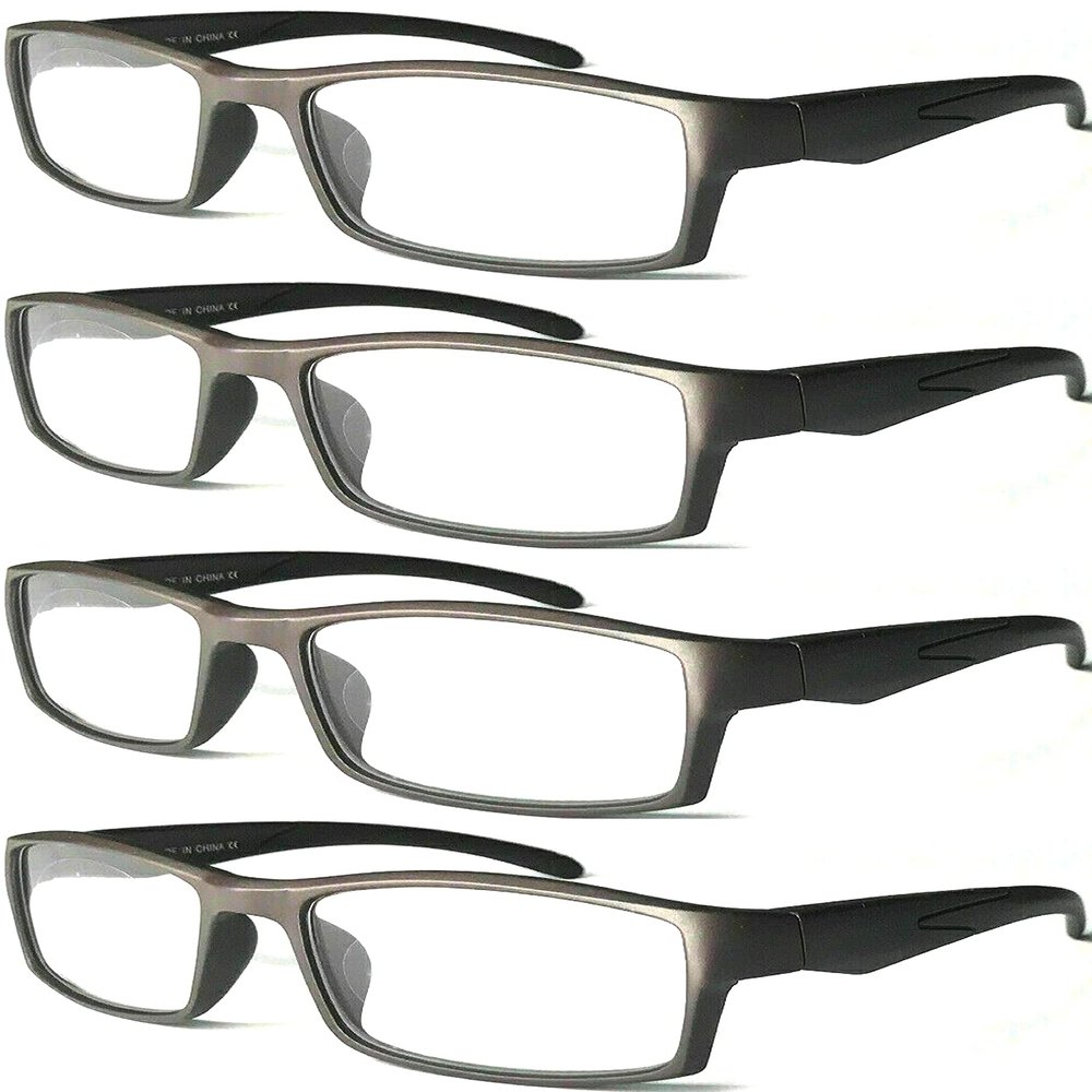 4 Pairs Sports Design Zizo Eyewear Comfortable Stylish Reading Glasses/Plastic Glasses Frame R152 Spectacles (Matte Brown, 3.00 Magnification)