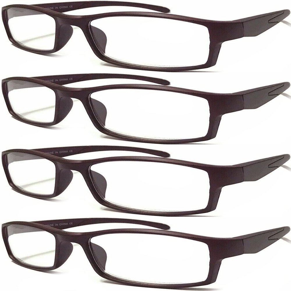 4 Pairs Sports Design Zizo Eyewear Comfortable Stylish Reading Glasses/Plastic Glasses Frame R152 Spectacles (Matte Burgundy, 3.00 Magnification)