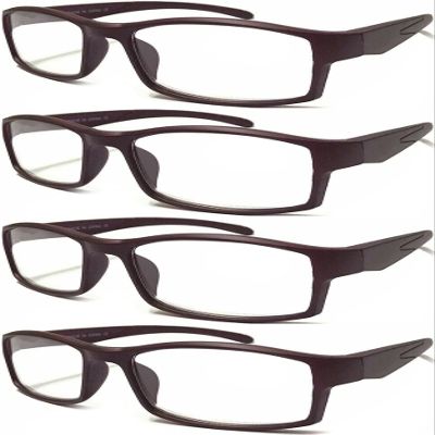 4 Pairs Sports Design Zizo Eyewear Comfortable Stylish Reading Glasses/Plastic Glasses Frame R152 Spectacles (Matte Burgundy, 2.50 Magnification)