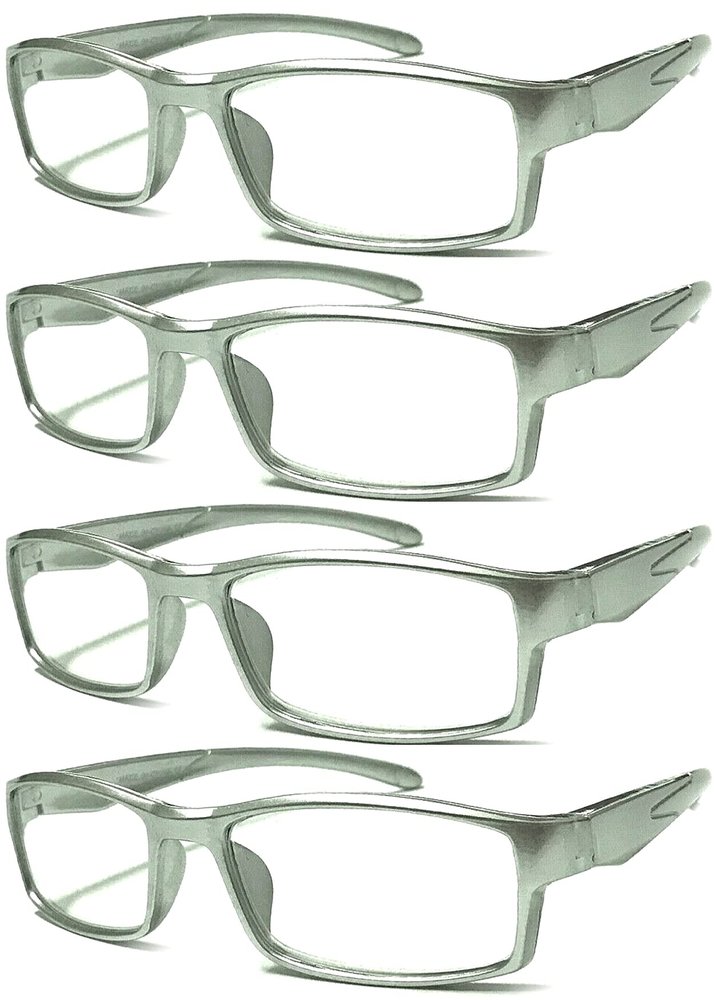4 Pairs Sports Design Zizo Eyewear Comfortable Stylish Reading Glasses/Plastic Glasses Frame R152 Spectacles (Matte Silver, 2.50 Magnification)