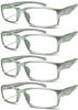 4 Pairs Sports Design Zizo Eyewear Comfortable Stylish Reading Glasses/Plastic Glasses Frame R152 Spectacles (Matte Silver, 2.50 Magnification) view 1