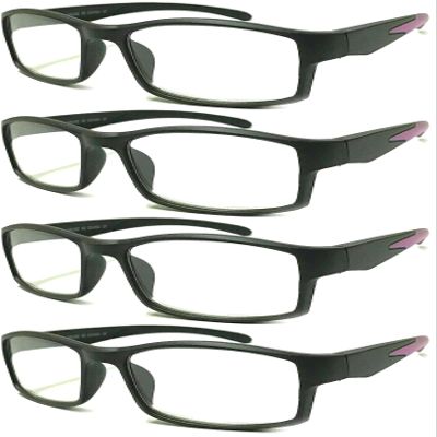 4 Pairs Sports Design Zizo Eyewear Comfortable Stylish Reading Glasses/Plastic Glasses Frame R152 Spectacles (Black/Arms Purple, 3.00 Magnification)