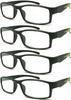 4 Pairs Sports Design Zizo Eyewear Comfortable Stylish Reading Glasses/Plastic Glasses Frame R152 Spectacles (Black/Arms Yellow, +0.00 Magnification) view 1