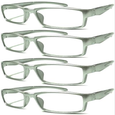 4 Pairs Sports Design Zizo Eyewear Comfortable Stylish Reading Glasses/Plastic Glasses Frame R152 Spectacles (Matte Silver, 3.00 Magnification)