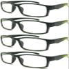 4 Pairs Sports Design Zizo Eyewear Comfortable Stylish Reading Glasses/Plastic Glasses Frame R152 Spectacles (Black/Arms Gold, 0.50 Magnification) view 1