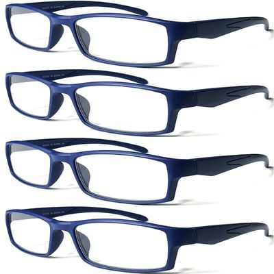 4 Pairs Sports Design Zizo Eyewear Comfortable Stylish Reading Glasses/Plastic Glasses Frame R152 Spectacles (Matte Navy, +0.50 Magnification)