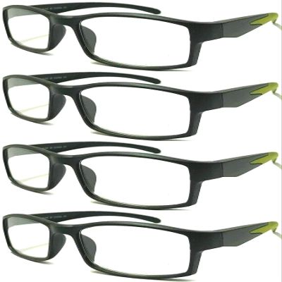 4 Pairs Sports Design Zizo Eyewear Comfortable Stylish Reading Glasses/Plastic Glasses Frame R152 Spectacles (Black/Arms Gold, 3.50 Magnification)