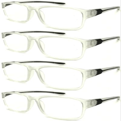 4 Pairs Sports Design Zizo Eyewear Comfortable Stylish Reading Glasses/Plastic Glasses Frame R152 Spectacles (No-Slip Black, 1.50 Magnification)