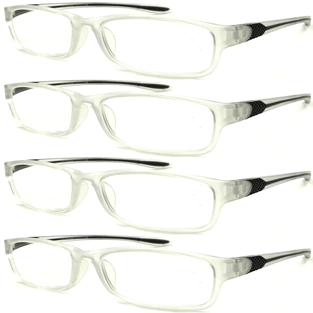 4 Pairs Sports Design Zizo Eyewear Comfortable Stylish Reading Glasses/Plastic Glasses Frame R152 Spectacles (No-Slip Black, 3.00 Magnification)