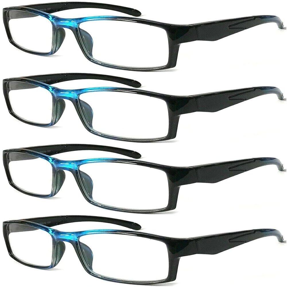 4 Pairs Sports Design Zizo Eyewear Comfortable Stylish Reading Glasses/Plastic Glasses Frame R152 Spectacles (Pearly Blue, 2.00 Magnification)