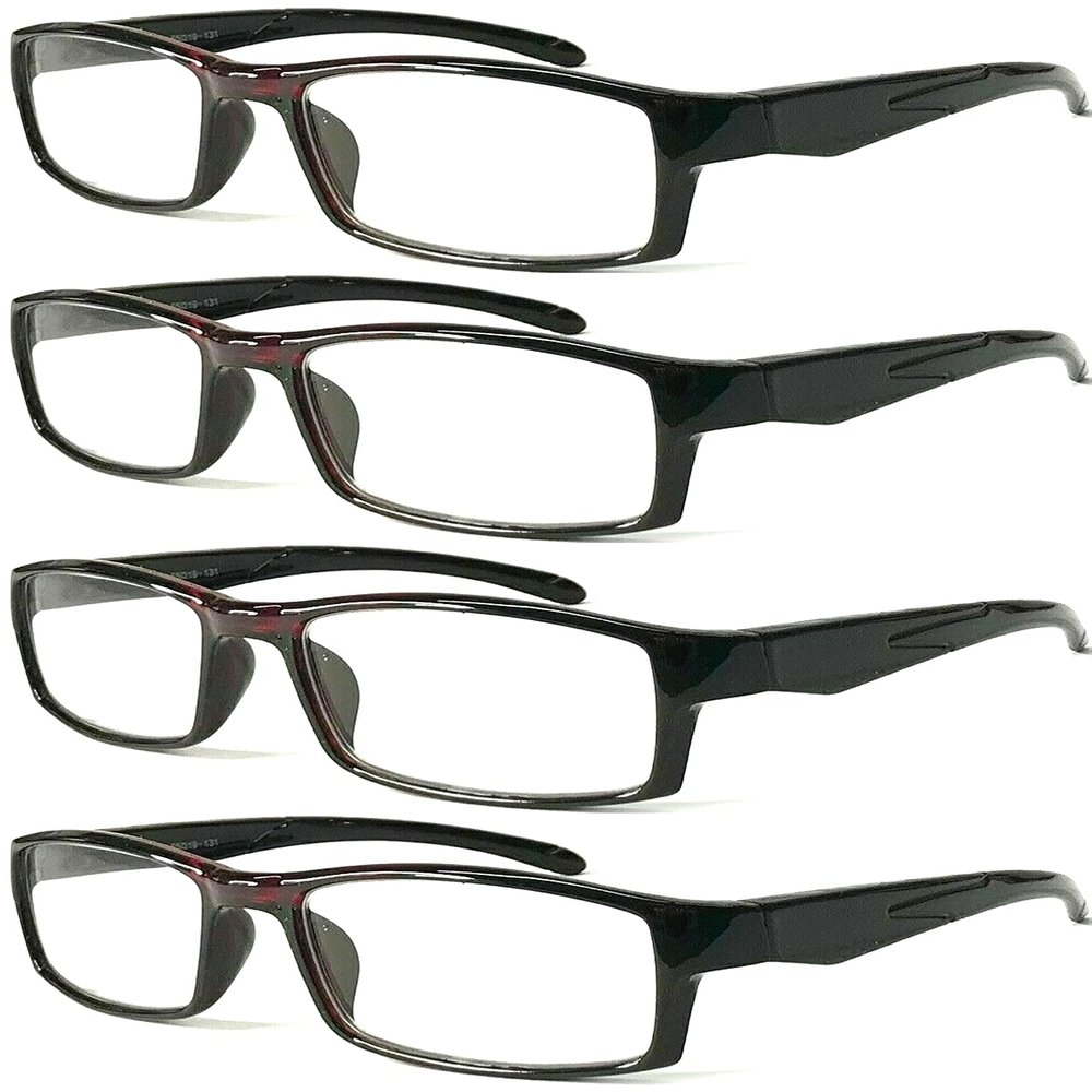 4 Pairs Sports Design Zizo Eyewear Comfortable Stylish Reading Glasses/Plastic Glasses Frame R152 Spectacles (Pearly Burgundy, 0.50 Magnification)