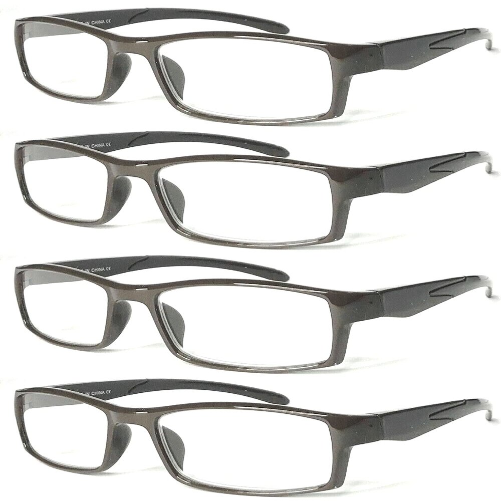4 Pairs Sports Design Zizo Eyewear Comfortable Stylish Reading Glasses/Plastic Glasses Frame R152 Spectacles (Coffee, 0.00 Magnification)