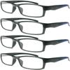 4 Pairs Sports Design Zizo Eyewear Comfortable Stylish Reading Glasses/Plastic Glasses Frame R152 Spectacles (Black/Arms Blue, 3.50 Magnification) view 1