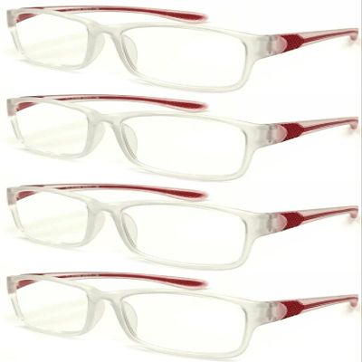 4 Pairs Sports Design Zizo Eyewear Comfortable Stylish Reading Glasses/Plastic Glasses Frame R152 Spectacles (No-Slip Red, 3.00 Magnification)