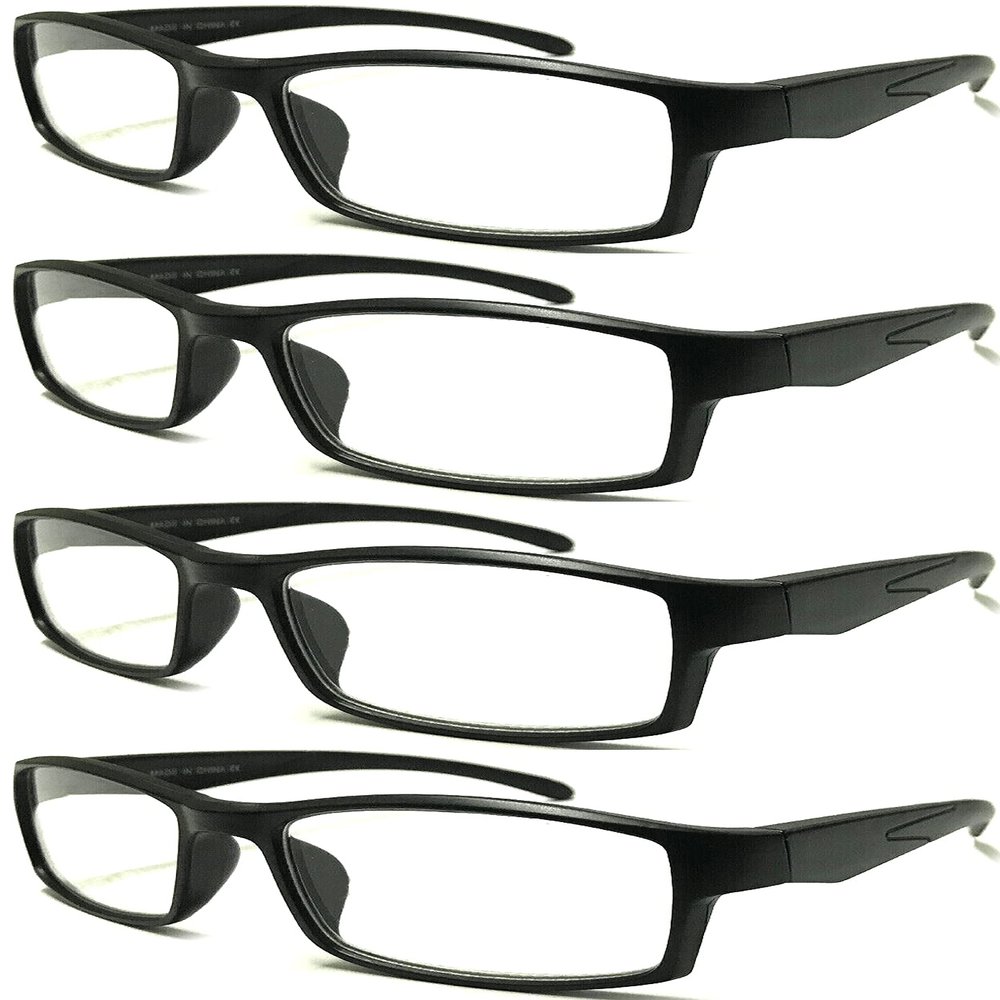 4 Pairs Sports Design Zizo Eyewear Comfortable Stylish Reading Glasses/Plastic Glasses Frame R152 Spectacles (Matte Black, +2.00 Magnification)