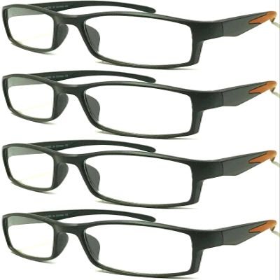 4 Pairs Sports Design Zizo Eyewear Comfortable Stylish Reading Glasses/Plastic Glasses Frame R152 Spectacles (Black/Arms Orange, 0.00 Magnification)