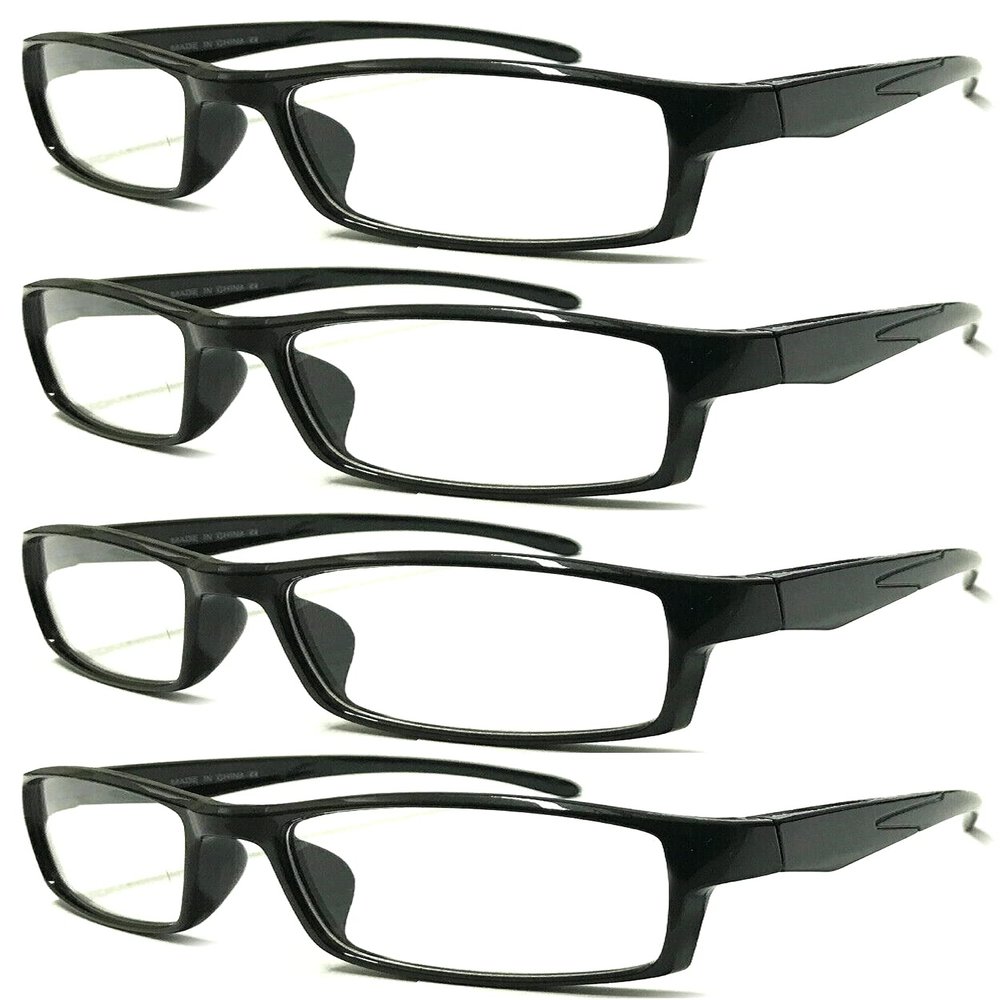 4 Pairs Sports Design Zizo Eyewear Comfortable Stylish Reading Glasses/Plastic Glasses Frame R152 Spectacles (Black, +2.00 Magnification)