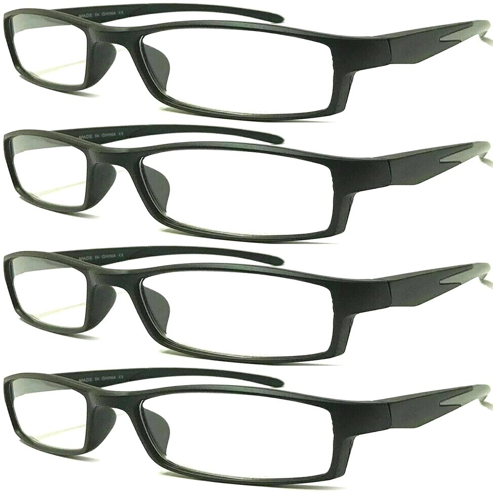 4 Pairs Sports Design Zizo Eyewear Comfortable Stylish Reading Glasses/Plastic Glasses Frame R152 Spectacles (Black/Arms Grey, 3.50 Magnification)