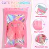 Pack of 100 Smell Proof Mylar Resealable Bags Holographic Packaging Bags Resealable Zipper Bags with Clear Window for Food Storage and view 3