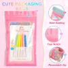 100 Pieces Resealable Mylar Smell Proof Bags, Holographic Packaging Bags, Resealable Zipper Bags with Clear Window for Food Storage and Lip Gloss, view 3