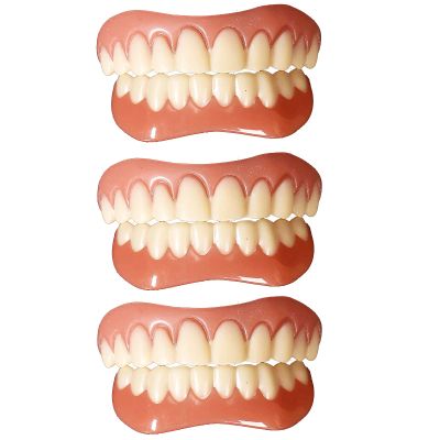 3 Pair False Tooth Replacement Veneers Upper Lower Snap on Cosmetic Teeth Makeover Set for White Beautiful Neat Tooth Dentures