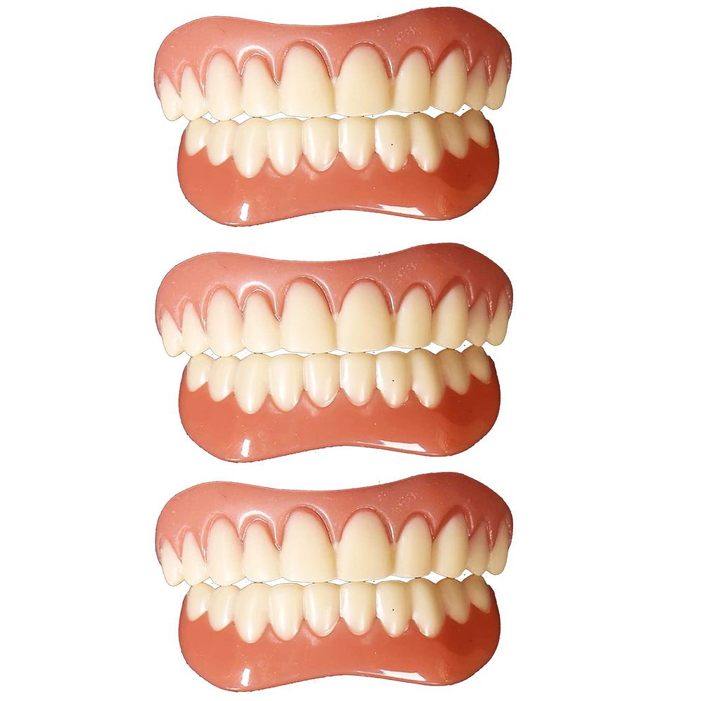 3 Pair False Tooth Replacement Veneers Upper Lower Snap on Cosmetic Teeth Makeover Set for White Beautiful Neat Tooth Dentures
