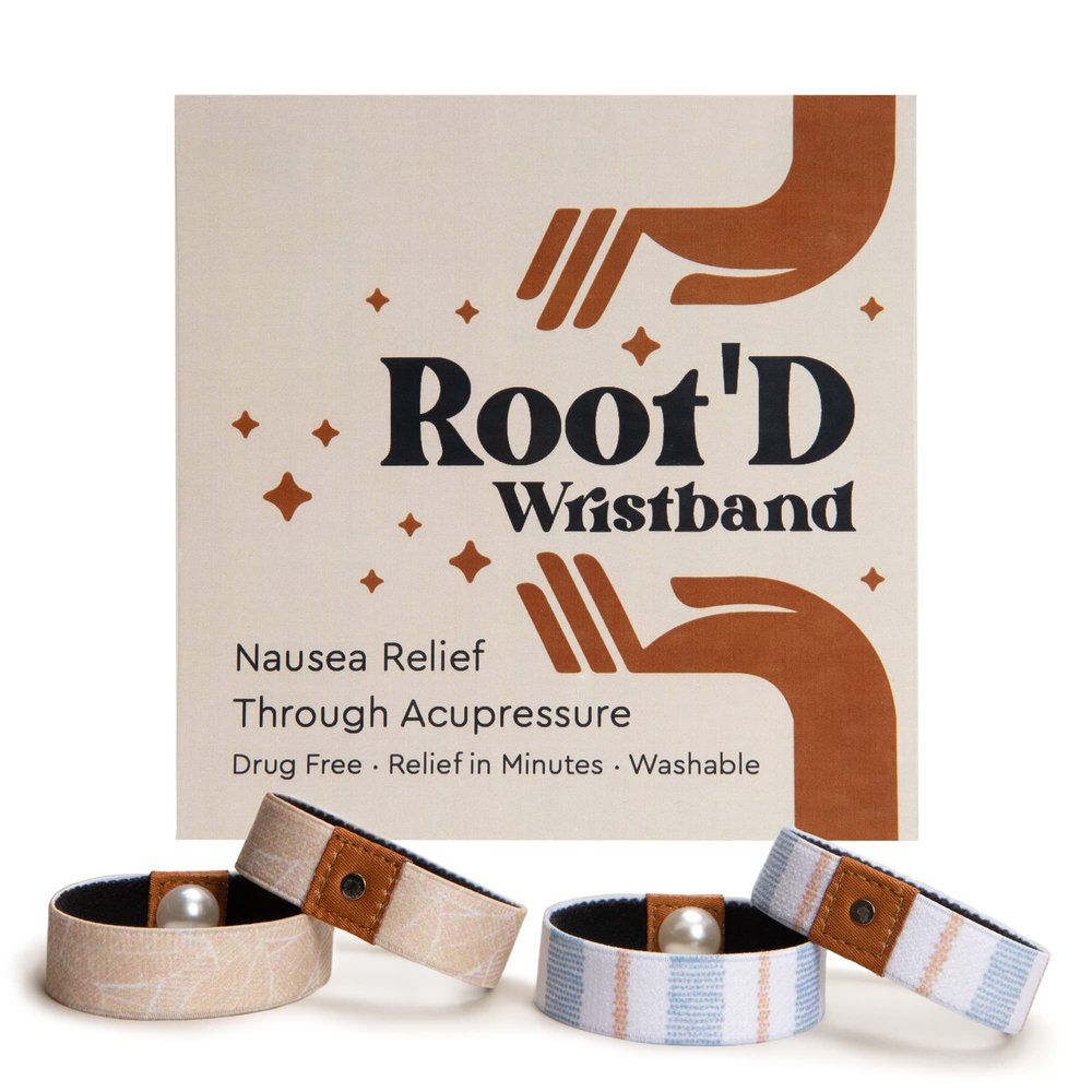 Root'd Anti Nausea Wristband | Motion Sickness Bands, Morning Sickness Relief - Sea Bands for Motion Sickness & Travel, Pregnancy Nausea Relief Band (Medium)