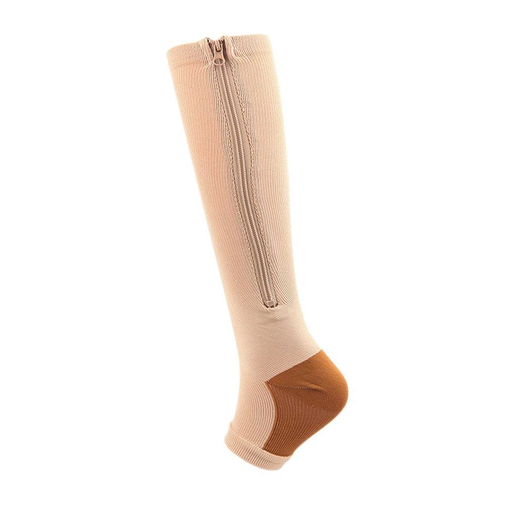 3 Pairs Compression Socks Toeless Medical Zip Sock15-20mmHg Leg Support Woman Man Open Toe Knee