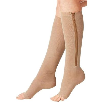 3 Pairs Compression Socks Toeless Medical Zip Sock15-20mmHg Leg Support Woman Man Open Toe Knee