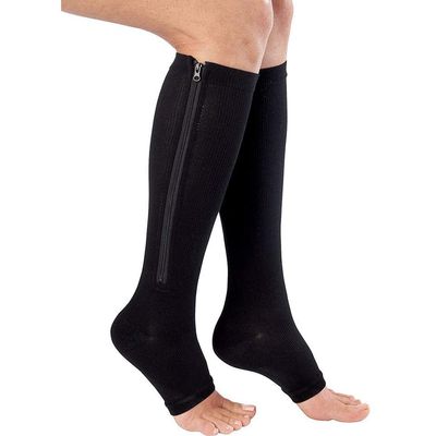 3 Pairs Compression Socks Toeless Medical Zip Sock15-20mmHg Leg Support Woman Man Open Toe Knee