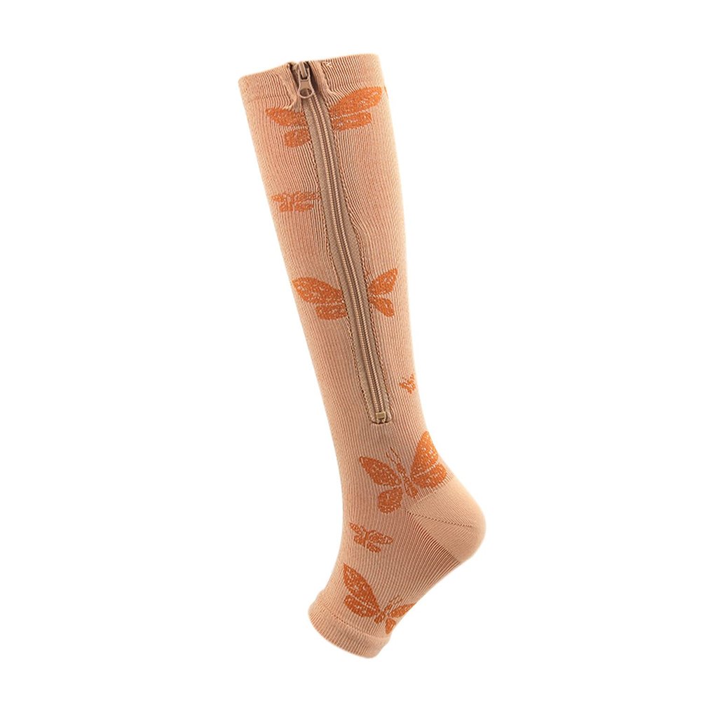 3 Pairs Compression Socks Toeless Medical Zip Sock15-20mmHg Leg Support Woman Man Open Toe Knee