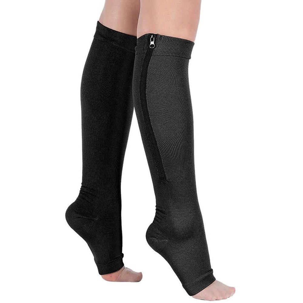 3 Pairs Zipper Medical Compression Socks 15-20 MmHg Graduated Travel, Edema, Diabetics Swelling in Feet Legs