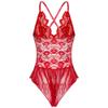 Sexy School Girl Lingerie Ladies Women Lace V-Neck Sexy Lingerie Bodysuit Jumpsuit Nightwear Under Sleeveless Bikini Cover Up-Red_S view 3