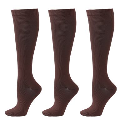 SUNNEE Compression Socks Women and Men Circulation Best Support for Athletic Running Cycling (3 Pairs, Coffee, L/XL)