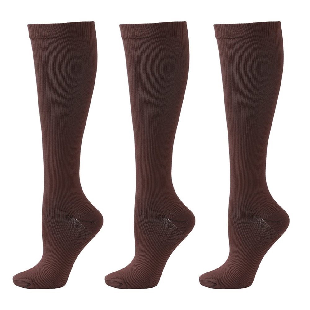 SUNNEE Compression Socks Women and Men Circulation Best Support for Athletic Running Cycling (3 Pairs, Coffee, L/XL)