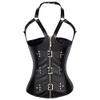 Christmas Babydoll Lingerie Sexy Halter Leather Gothic Corselet Clubwear Dancerwear Clothing Waist Trainer Underbust Plus Size-Black_L view 1