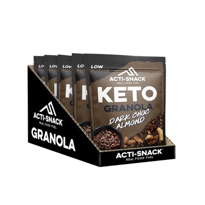 ACTI-SNACK Keto Granola - Dark Chocolate Almond | Grain-Free Granola, Plant Protein Rich in Fibre Iron and Magnesium, Low in Sugar, Vegan Friendly Breakfast (5 x 300g)