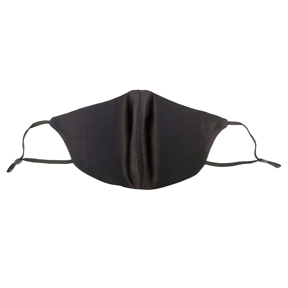 Morton Mulberry Silk - Luxury 100% Mulberry Silk Reusable Face Mask | Breathable Material | Nose Wire | Adjustable Straps | Filter Pocket and 2 Filters | Machine Washable (Black)