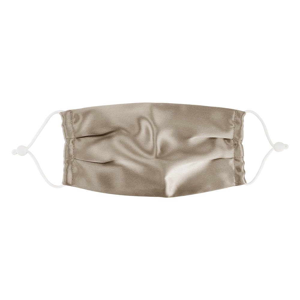 Morton Mulberry Silk - Adults 100% Mulberry Silk Reusable Face Mask | Breathable Material | Double Layered | Adjustable Straps | Acne Prevention | Machine Washable (Champaign/Gold)