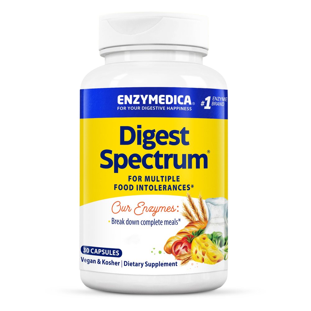 Enzymedica, Digest Spectrum, Digestive Enzymes, 30 Vegan Capsules, High Potency, Lab-Tested, Vegetarian, Soy-Free, Gluten-Free, Non-GMO