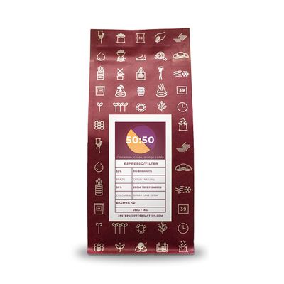 39 Steps Coffee | 50:50 Caffeine/Decaf Blend | Flavours notes of Cinnamon, Cacao, Orange Candy | Omniroast Coffee Beans | 250g