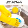 Vgo... Reusable Household Cleaning Gloves,Rubber Dishwashing gloves,Extra Thickness,Long Sleeves,Kitchen Cleaning/Working/Painting/Gardening/Pet Care(HH4601, Yellow, L, 1Pair) view 3