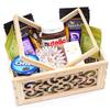 Jaiccha Ghasitaram Diwali Gifts - Diwali Gifts Wooden Laser Handle Basket of 11 Goodies with Kaju Katlis view 1