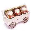 Ghasitaram Gifts Diwali Gifts Natural Wooden Cart with Almonds, Cashews and Pistachios Jars view 1