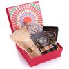 Jaiccha Ghasitaram Diwali Gifts - Diwali Gifts Red Hamper Box of Kaju Katlis, Crunchy Coated Cashews, Crunchy Coated Peanuts, Butter Chakli Sticks view 1
