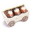 Ghasitaram Gifts Diwali Gifts Natural Wooden Cart with Chocolate Coated Butterscotch, Crunchy Coated Cashews and Peri Peri Almonds Jars view 1